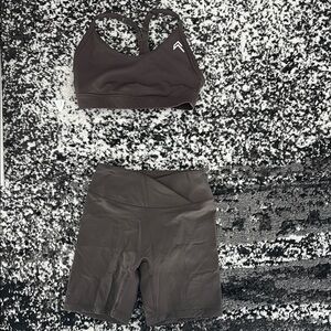 Oner Active Taupe Sports Bra and Wrap Unified Shorts Set